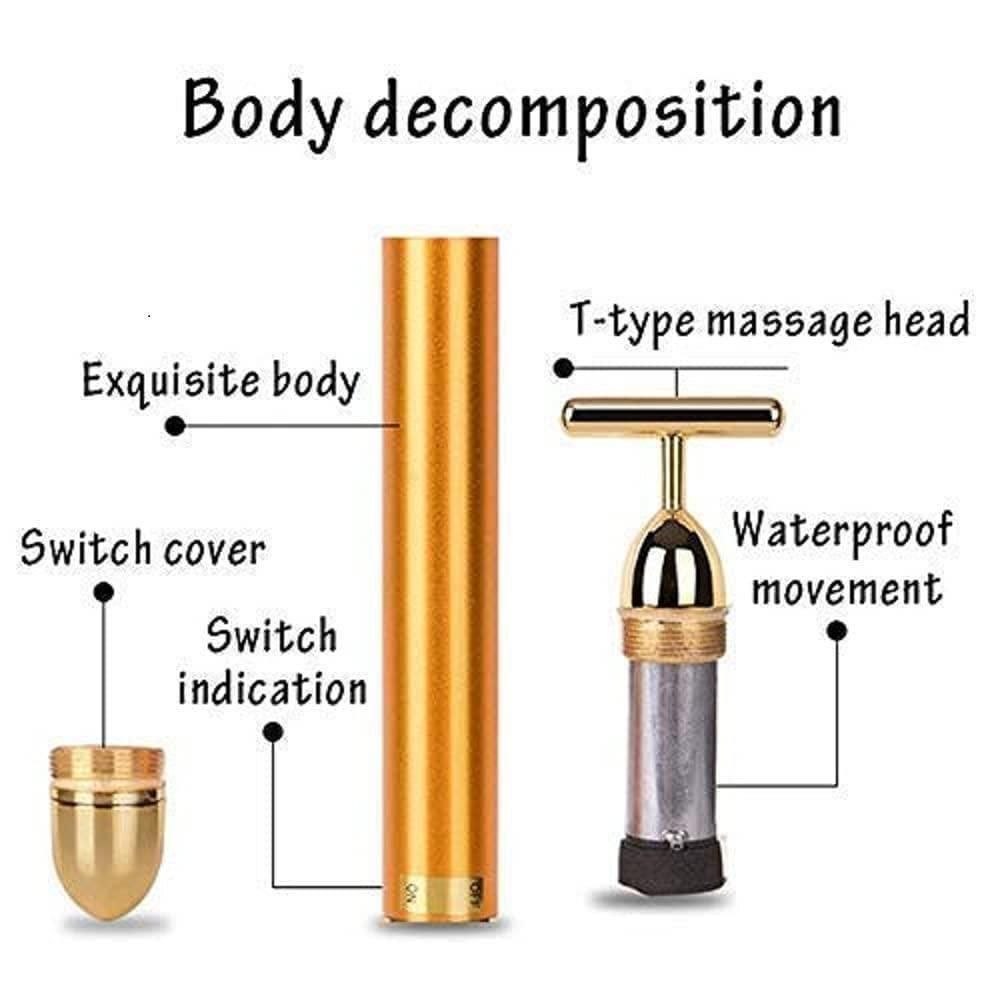 24K Gold Energy Beauty Bar - Electric Facial Massage Roller