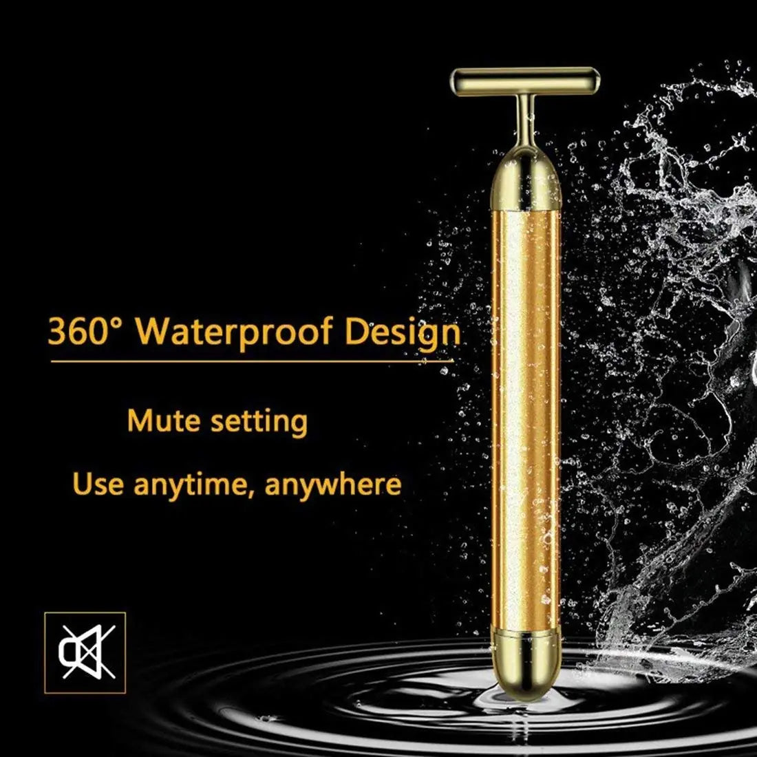 24K Gold Energy Beauty Bar - Electric Facial Massage Roller