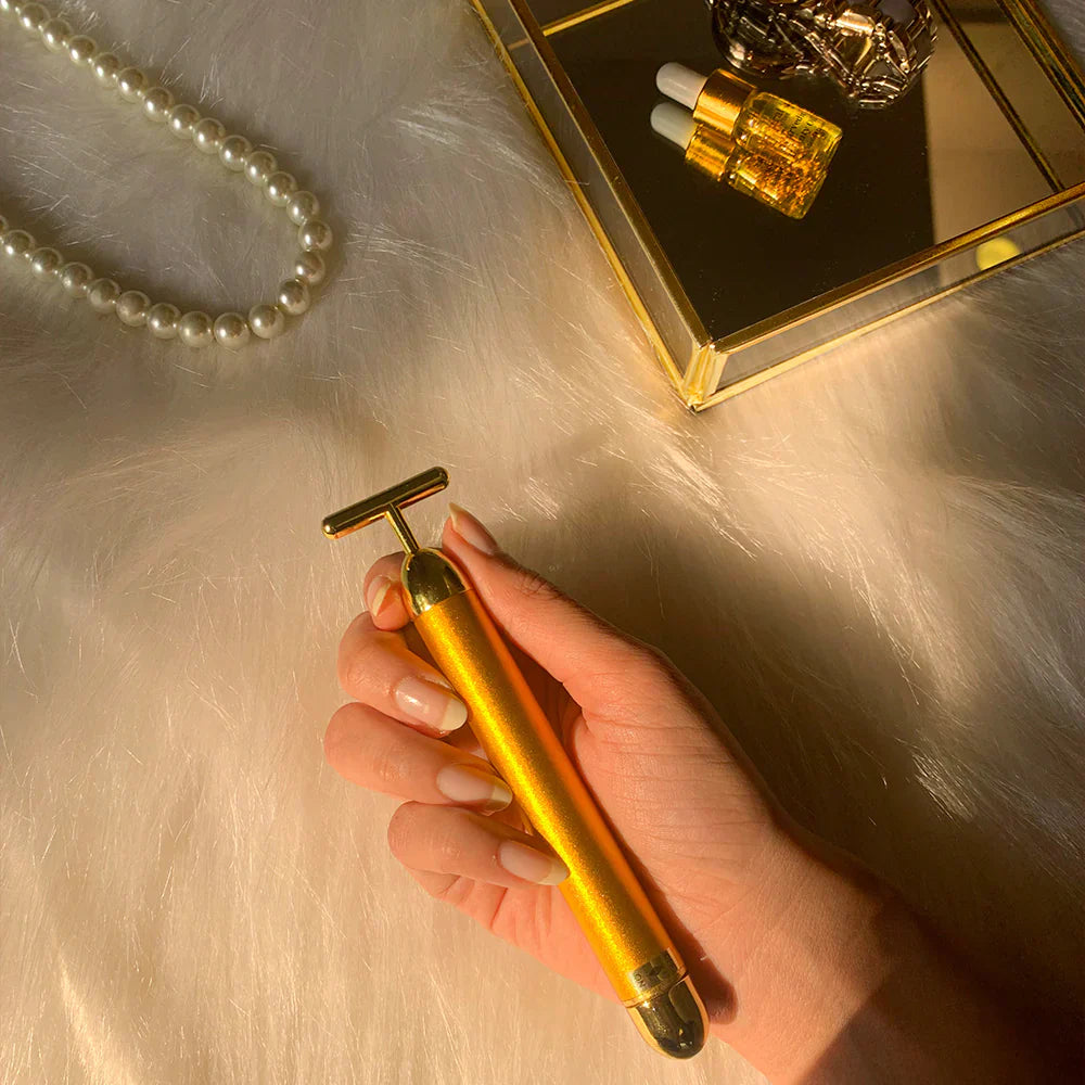 24K Gold Energy Beauty Bar - Electric Facial Massage Roller